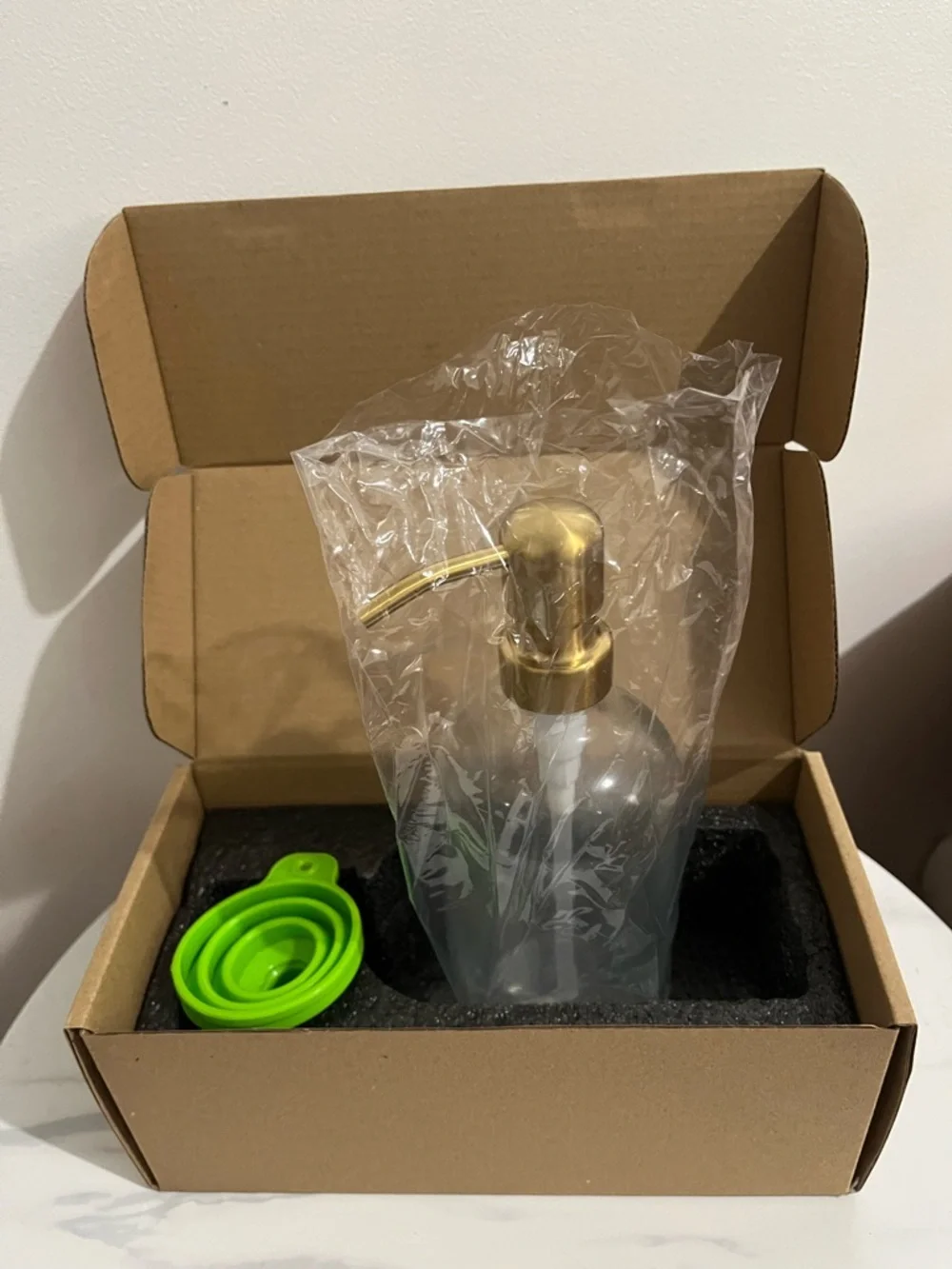 Set of 2 Clear 16 oz Glass Hand Dish Soap Dispenser Bottle with Gold Pump
